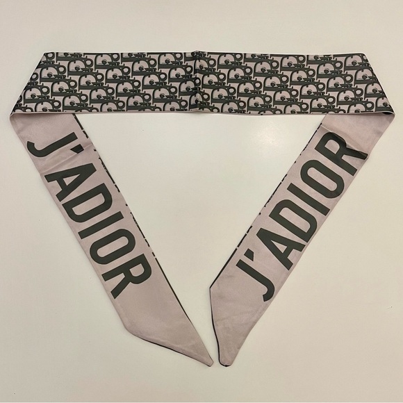 *D*I*O*R* Monogram Print Twilly Bandeau Wrap Scarf - Picture 6 of 13